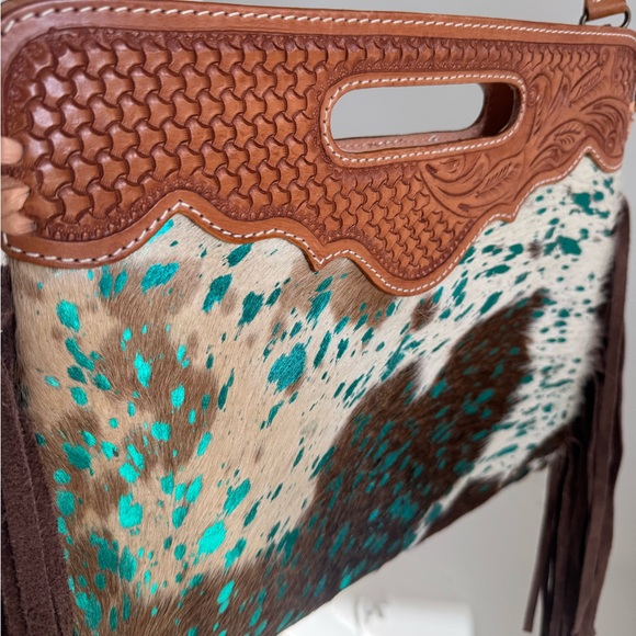 American Darling Brown and Turquoise Fringe Shoulder Bag - Picture 4 of 8